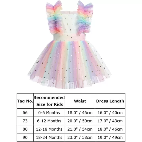 Baby Girls Sequins Romper Tutu Dress Flower Bowknot Dots Print Summer Flutter Sleeves Princess Birthday Party DressesRainbow Star