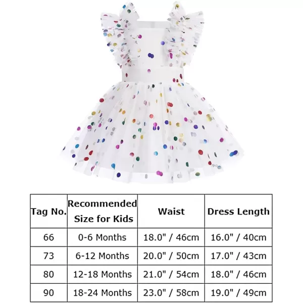 Baby Girls Sequins Romper Tutu Dress Flower Bowknot Dots Print Summer Flutter Sleeves Princess Birthday Party DressesWhite  Rainbow Dots