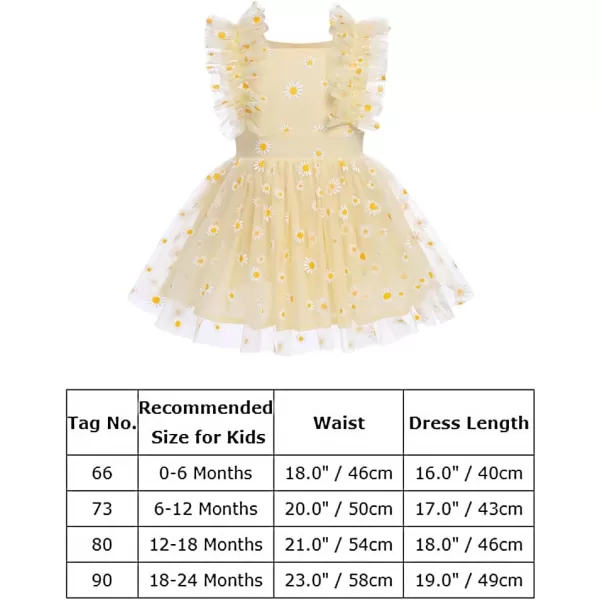 Baby Girls Sequins Romper Tutu Dress Flower Bowknot Dots Print Summer Flutter Sleeves Princess Birthday Party DressesYellow Daisy
