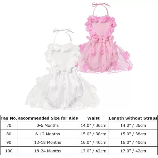 Baby Girls Strawberry Romper Ruffle Bodysuit Summer Sleeveless Backless Sunsuit Dress with Sun Hat Birthday Outfit SetPink Flower