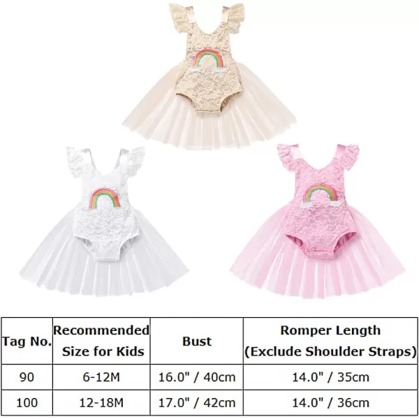 Baby Girls Strawberry Romper Ruffle Bodysuit Summer Sleeveless Backless Sunsuit Dress with Sun Hat Birthday Outfit SetRainbow Apricot