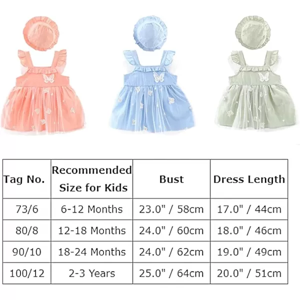 Baby Girls Tutu Dress Summer Sleeveless Backless Princess Birthday Party Dresses Floral Bow Sundress with Straw Hat SetBlue Butterfly