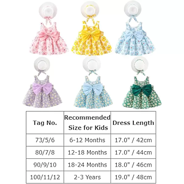 Baby Girls Tutu Dress Summer Sleeveless Backless Princess Birthday Party Dresses Floral Bow Sundress with Straw Hat SetYellow Floral  Bow