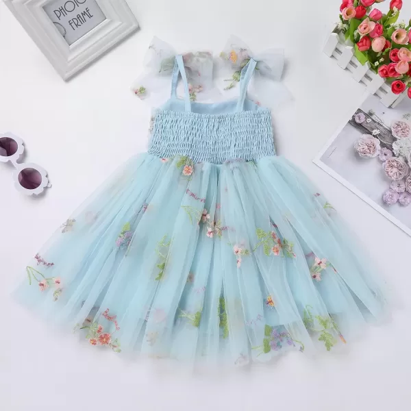 Baby Girls Tutu Dress Summer Sleeveless Backless Princess Birthday Party Dresses Sequin Ruffle Tulle Bowknot SundressBlue  Floral