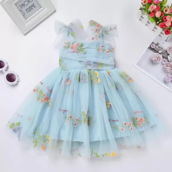 Baby Girls Tutu Dress Summer Sleeveless Backless Princess Birthday Party Dresses Sequin Ruffle Tulle Bowknot SundressBlue  Floral