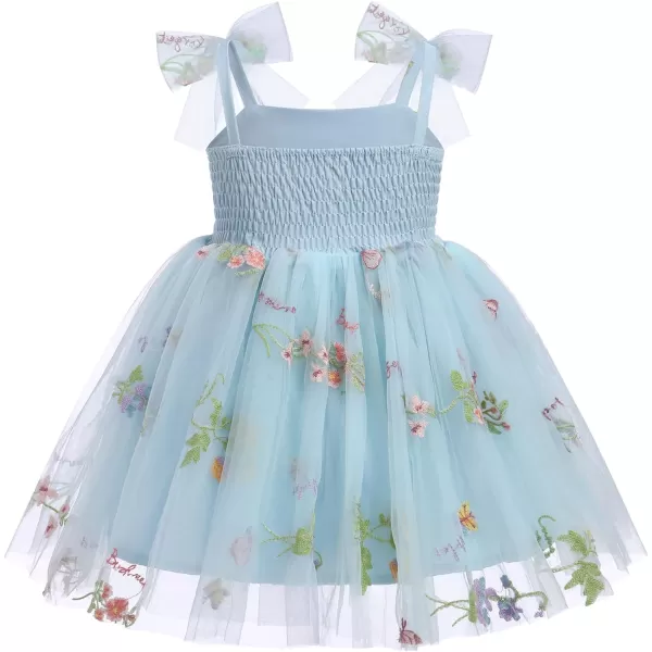 Baby Girls Tutu Dress Summer Sleeveless Backless Princess Birthday Party Dresses Sequin Ruffle Tulle Bowknot SundressBlue  Floral