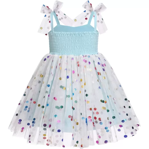 Baby Girls Tutu Dress Summer Sleeveless Backless Princess Birthday Party Dresses Sequin Ruffle Tulle Bowknot SundressBlue  Sequin Dot