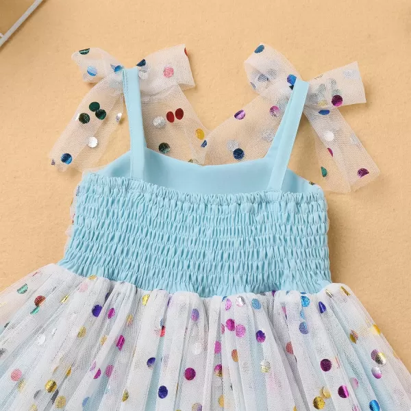 Baby Girls Tutu Dress Summer Sleeveless Backless Princess Birthday Party Dresses Sequin Ruffle Tulle Bowknot SundressBlue  Sequin Dot