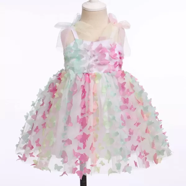 Baby Girls Tutu Dress Summer Sleeveless Backless Princess Birthday Party Dresses Sequin Ruffle Tulle Bowknot SundressColorful Butterfly