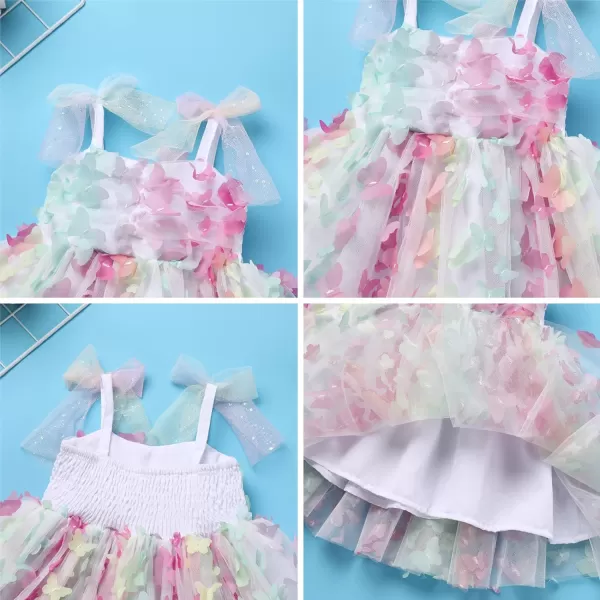 Baby Girls Tutu Dress Summer Sleeveless Backless Princess Birthday Party Dresses Sequin Ruffle Tulle Bowknot SundressColorful Butterfly