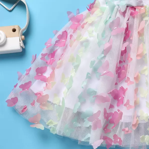 Baby Girls Tutu Dress Summer Sleeveless Backless Princess Birthday Party Dresses Sequin Ruffle Tulle Bowknot SundressColorful Butterfly