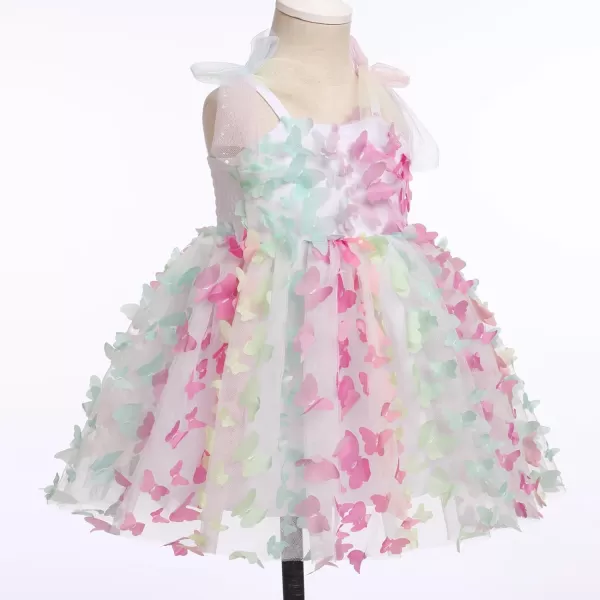 Baby Girls Tutu Dress Summer Sleeveless Backless Princess Birthday Party Dresses Sequin Ruffle Tulle Bowknot SundressColorful Butterfly