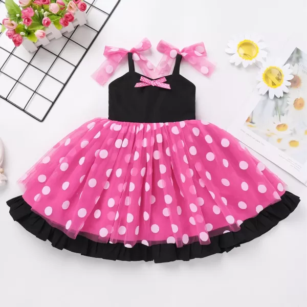 Baby Girls Tutu Dress Summer Sleeveless Backless Princess Birthday Party Dresses Sequin Ruffle Tulle Bowknot SundressHot Pink Polka Dot