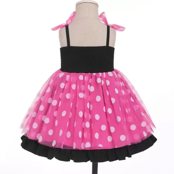 Baby Girls Tutu Dress Summer Sleeveless Backless Princess Birthday Party Dresses Sequin Ruffle Tulle Bowknot SundressHot Pink Polka Dot