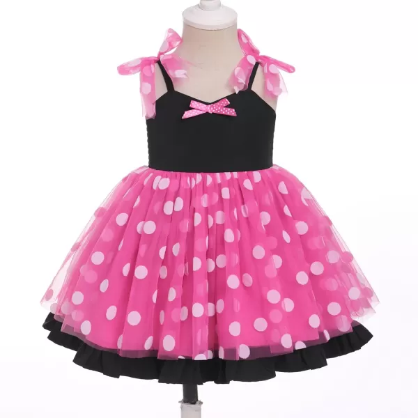 Baby Girls Tutu Dress Summer Sleeveless Backless Princess Birthday Party Dresses Sequin Ruffle Tulle Bowknot SundressHot Pink Polka Dot