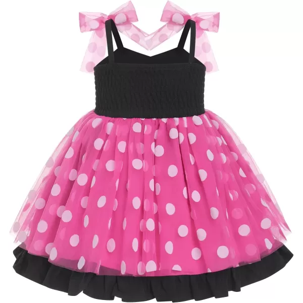 Baby Girls Tutu Dress Summer Sleeveless Backless Princess Birthday Party Dresses Sequin Ruffle Tulle Bowknot SundressHot Pink Polka Dot