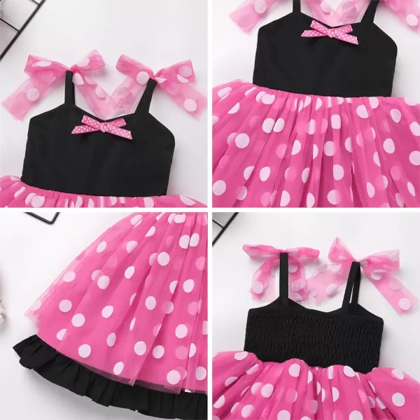 Baby Girls Tutu Dress Summer Sleeveless Backless Princess Birthday Party Dresses Sequin Ruffle Tulle Bowknot SundressHot Pink Polka Dot