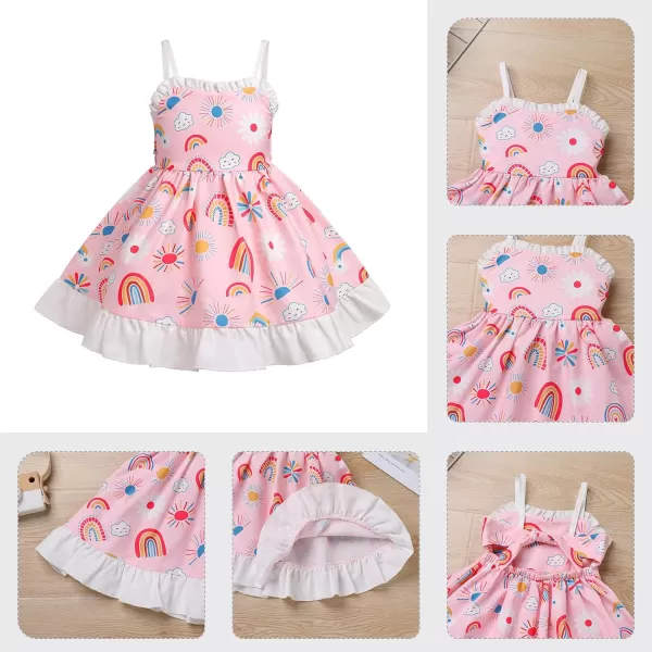 Baby Girls Tutu Dress Summer Sleeveless Backless Princess Birthday Party Dresses Sequin Ruffle Tulle Bowknot SundressPink  Backless Rainbow