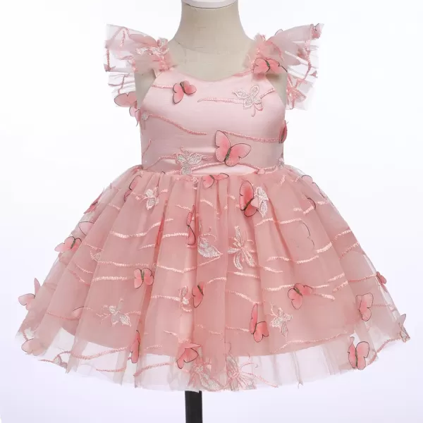 Baby Girls Tutu Dress Summer Sleeveless Backless Princess Birthday Party Dresses Sequin Ruffle Tulle Bowknot SundressPink  Butterfly