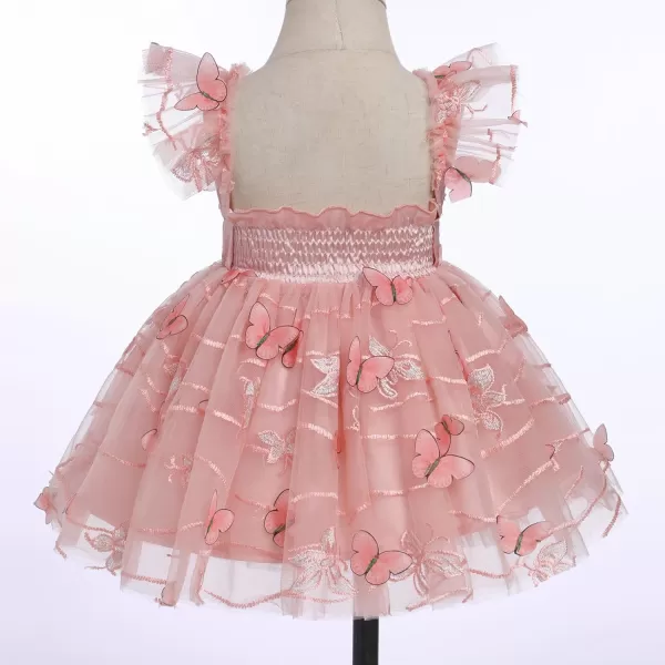 Baby Girls Tutu Dress Summer Sleeveless Backless Princess Birthday Party Dresses Sequin Ruffle Tulle Bowknot SundressPink  Butterfly