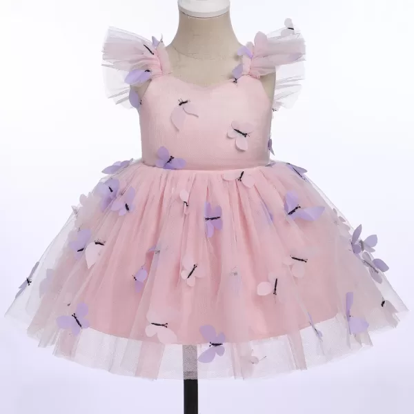 Baby Girls Tutu Dress Summer Sleeveless Backless Princess Birthday Party Dresses Sequin Ruffle Tulle Bowknot SundressPink  Purple  Butterfly