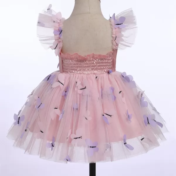 Baby Girls Tutu Dress Summer Sleeveless Backless Princess Birthday Party Dresses Sequin Ruffle Tulle Bowknot SundressPink  Purple  Butterfly