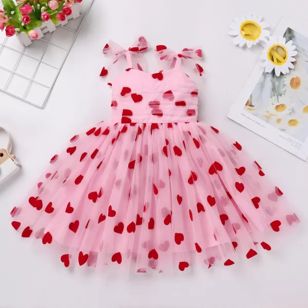 Baby Girls Tutu Dress Summer Sleeveless Backless Princess Birthday Party Dresses Sequin Ruffle Tulle Bowknot SundressPink Heart