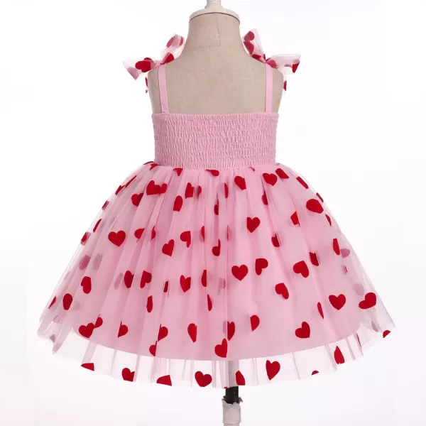 Baby Girls Tutu Dress Summer Sleeveless Backless Princess Birthday Party Dresses Sequin Ruffle Tulle Bowknot SundressPink Heart