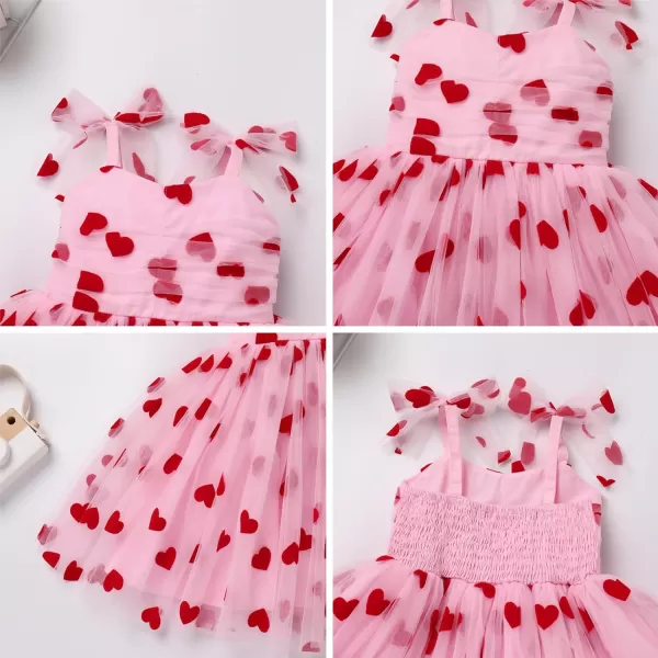 Baby Girls Tutu Dress Summer Sleeveless Backless Princess Birthday Party Dresses Sequin Ruffle Tulle Bowknot SundressPink Heart