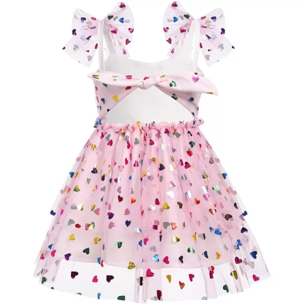 Baby Girls Tutu Dress Summer Sleeveless Backless Princess Birthday Party Dresses Sequin Ruffle Tulle Bowknot SundressPink Hearts