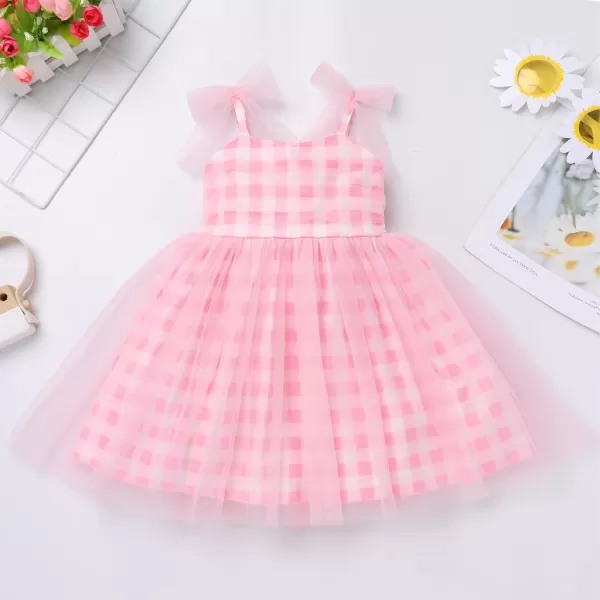 Baby Girls Tutu Dress Summer Sleeveless Backless Princess Birthday Party Dresses Sequin Ruffle Tulle Bowknot SundressPink Plaid