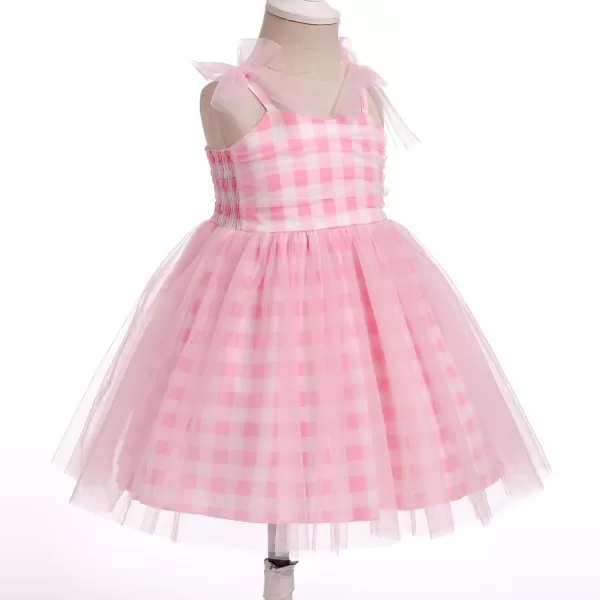 Baby Girls Tutu Dress Summer Sleeveless Backless Princess Birthday Party Dresses Sequin Ruffle Tulle Bowknot SundressPink Plaid