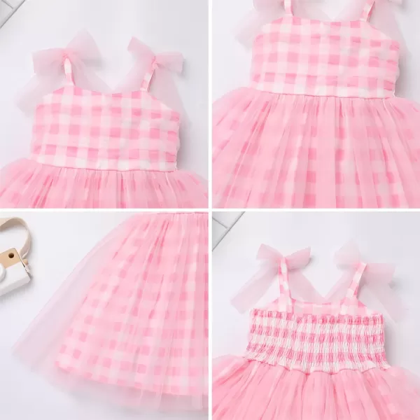 Baby Girls Tutu Dress Summer Sleeveless Backless Princess Birthday Party Dresses Sequin Ruffle Tulle Bowknot SundressPink Plaid