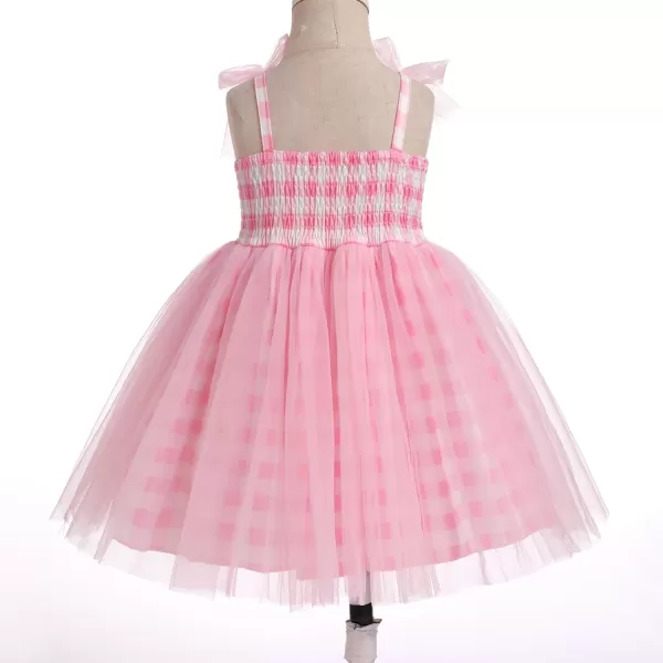 Baby Girls Tutu Dress Summer Sleeveless Backless Princess Birthday Party Dresses Sequin Ruffle Tulle Bowknot SundressPink Plaid