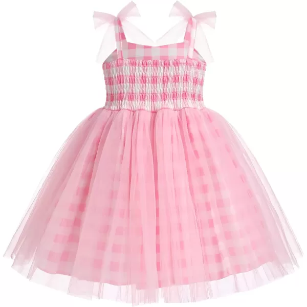 Baby Girls Tutu Dress Summer Sleeveless Backless Princess Birthday Party Dresses Sequin Ruffle Tulle Bowknot SundressPink Plaid