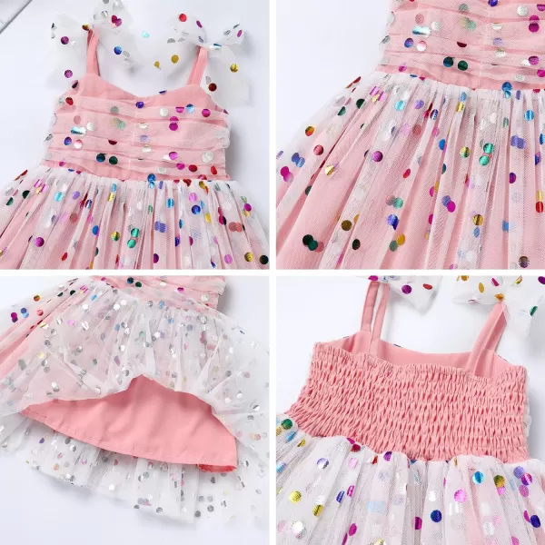 Baby Girls Tutu Dress Summer Sleeveless Backless Princess Birthday Party Dresses Sequin Ruffle Tulle Bowknot SundressPink Sequin Dot