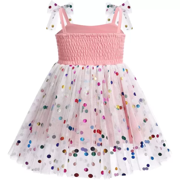 Baby Girls Tutu Dress Summer Sleeveless Backless Princess Birthday Party Dresses Sequin Ruffle Tulle Bowknot SundressPink Sequin Dot