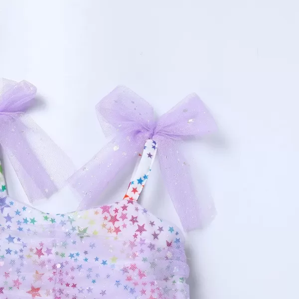 Baby Girls Tutu Dress Summer Sleeveless Backless Princess Birthday Party Dresses Sequin Ruffle Tulle Bowknot SundressPurple  Colorful Star