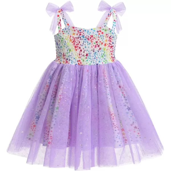 Baby Girls Tutu Dress Summer Sleeveless Backless Princess Birthday Party Dresses Sequin Ruffle Tulle Bowknot SundressPurple  Colorful Star