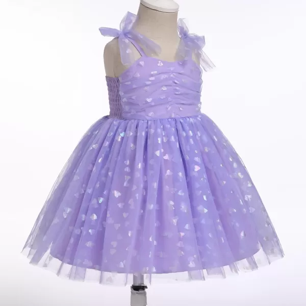 Baby Girls Tutu Dress Summer Sleeveless Backless Princess Birthday Party Dresses Sequin Ruffle Tulle Bowknot SundressPurple Heart