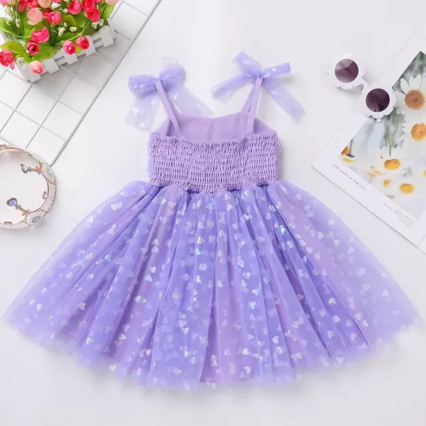 Baby Girls Tutu Dress Summer Sleeveless Backless Princess Birthday Party Dresses Sequin Ruffle Tulle Bowknot SundressPurple Heart