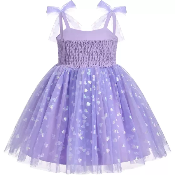 Baby Girls Tutu Dress Summer Sleeveless Backless Princess Birthday Party Dresses Sequin Ruffle Tulle Bowknot SundressPurple Heart