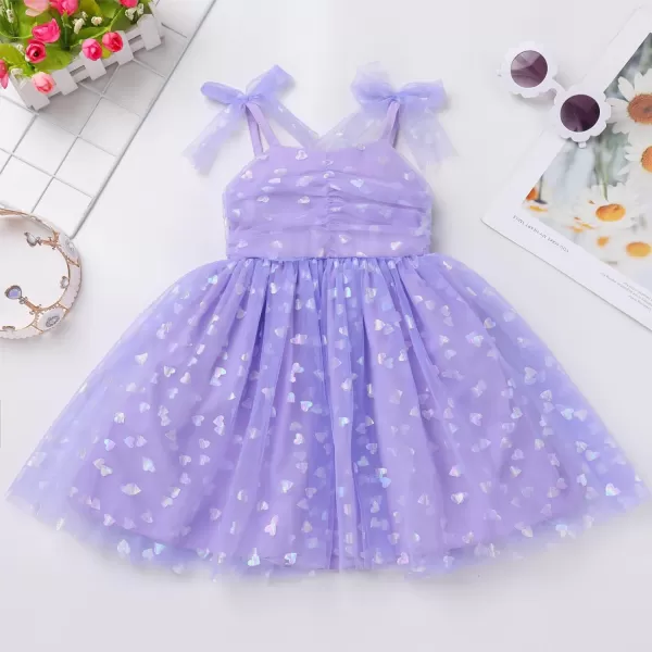 Baby Girls Tutu Dress Summer Sleeveless Backless Princess Birthday Party Dresses Sequin Ruffle Tulle Bowknot SundressPurple Heart