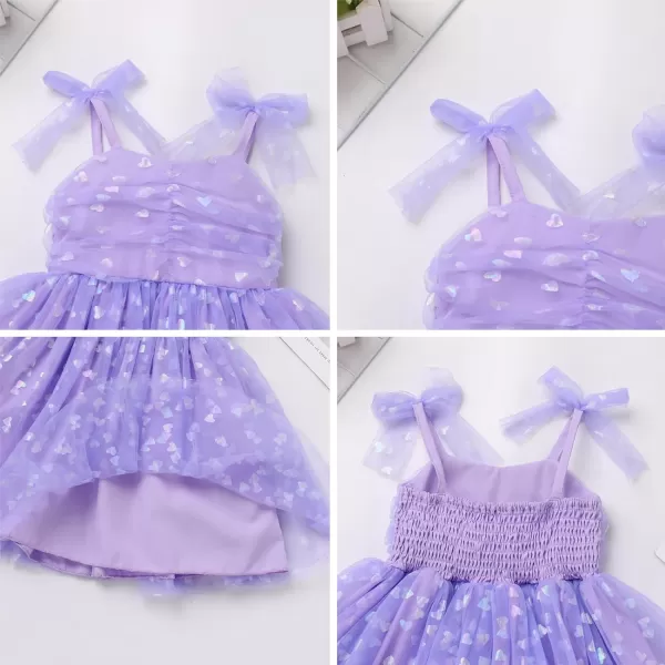 Baby Girls Tutu Dress Summer Sleeveless Backless Princess Birthday Party Dresses Sequin Ruffle Tulle Bowknot SundressPurple Heart