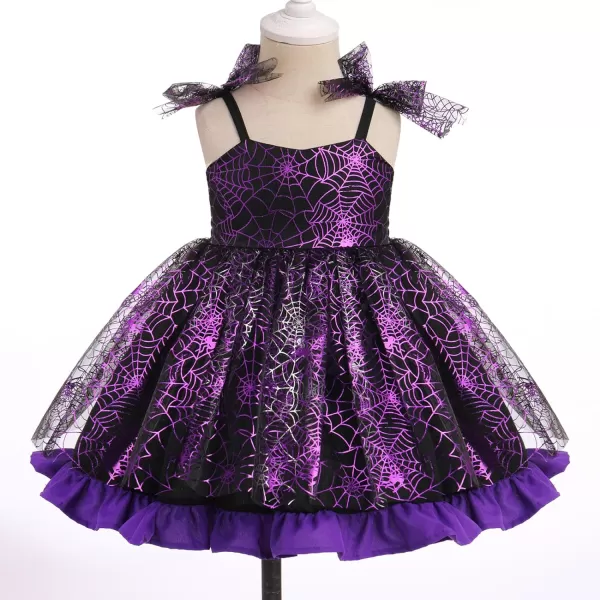 Baby Girls Tutu Dress Summer Sleeveless Backless Princess Birthday Party Dresses Sequin Ruffle Tulle Bowknot SundressPurple Spider Web