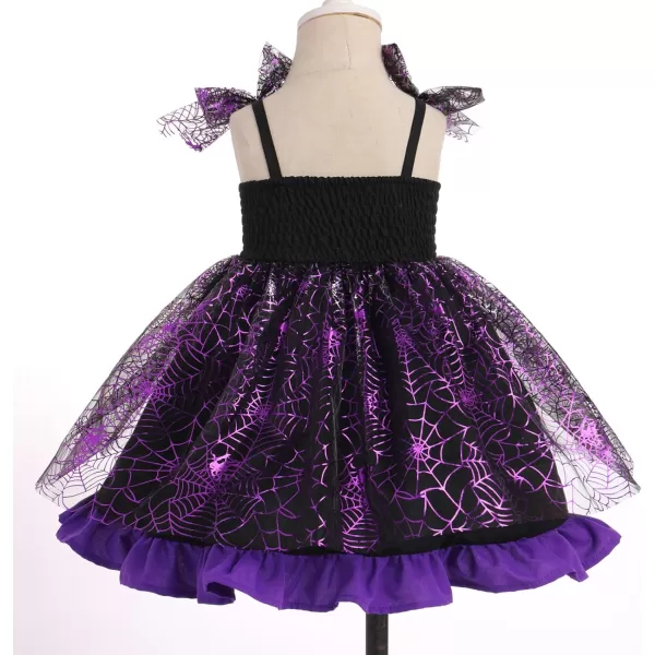 Baby Girls Tutu Dress Summer Sleeveless Backless Princess Birthday Party Dresses Sequin Ruffle Tulle Bowknot SundressPurple Spider Web