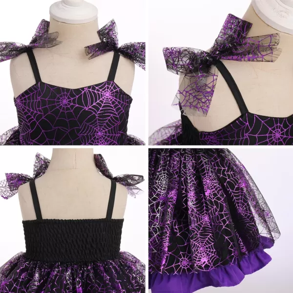 Baby Girls Tutu Dress Summer Sleeveless Backless Princess Birthday Party Dresses Sequin Ruffle Tulle Bowknot SundressPurple Spider Web