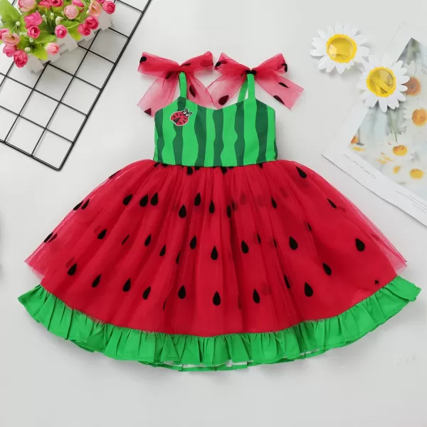 Baby Girls Tutu Dress Summer Sleeveless Backless Princess Birthday Party Dresses Sequin Ruffle Tulle Bowknot SundressRed  Green Watermelon