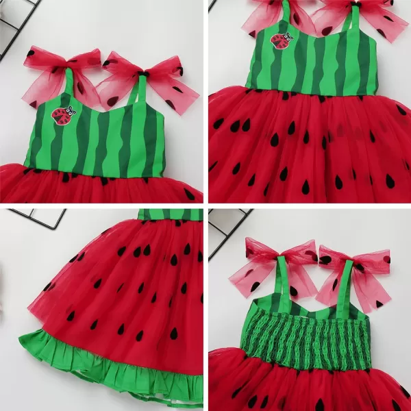 Baby Girls Tutu Dress Summer Sleeveless Backless Princess Birthday Party Dresses Sequin Ruffle Tulle Bowknot SundressRed  Green Watermelon