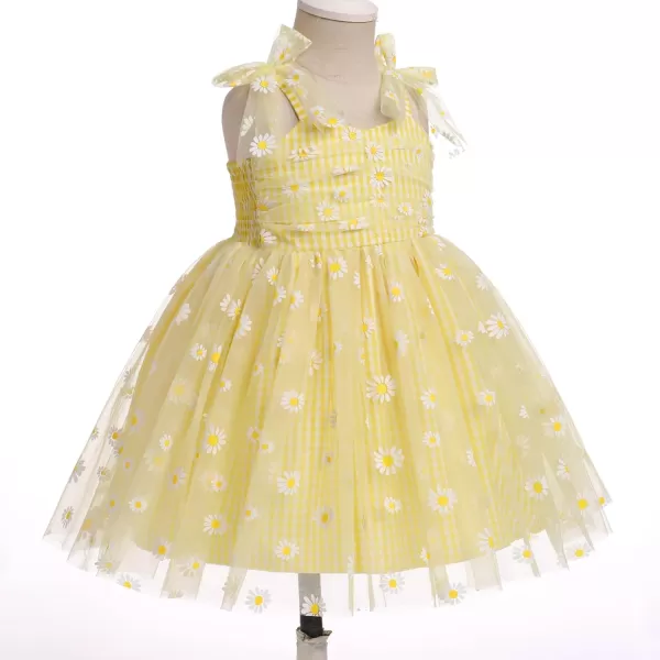 Baby Girls Tutu Dress Summer Sleeveless Backless Princess Birthday Party Dresses Sequin Ruffle Tulle Bowknot SundressYellow Daisy